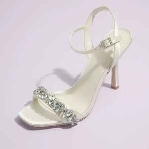 NWT! Deanna Crystal Embellished Stiletto Sandals in Ivory